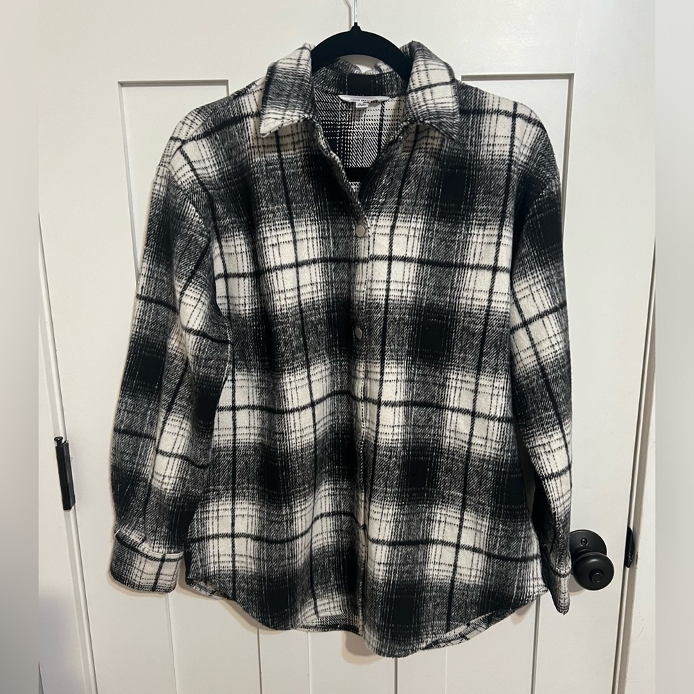 BB Dakota Steve Madden Sophia Shacket Plaid Black & White Jacket Button XS - Picture 4 of 10
